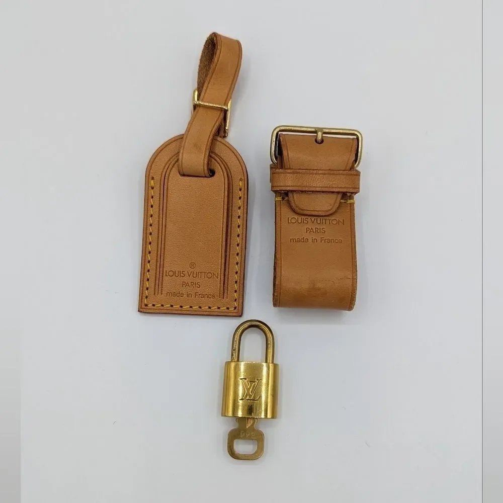 Louis Vuitton Luggage Tag w/ Strap and Padlock & Key